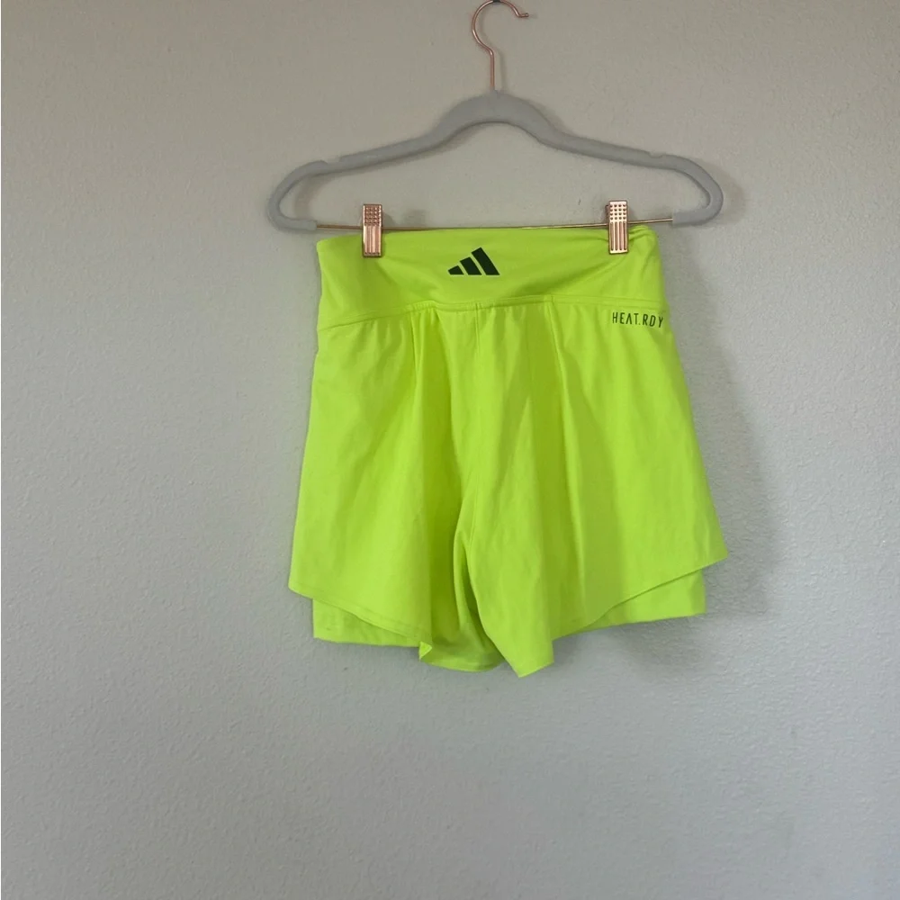 Adidas Gameset Match Shorts Neon Yellow Green HEAT.RDY Tennis S NEW $55 - Picture 3 of 7